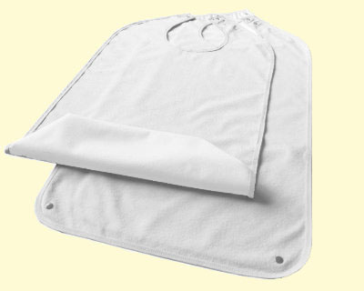 Umhängeserviette aus Frottee mit Auffangtasche