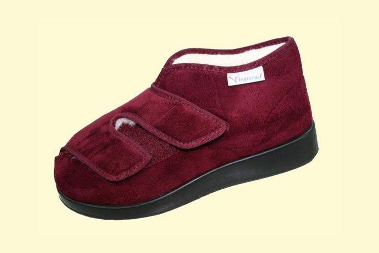 Varomed GENUA WINTER Hausstiefel Softvelours bordeaux Weite L